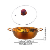 Maxbell Hot Pot with Divider Stainless Steel Hot Pot for Family Gathering Home Party gold Red