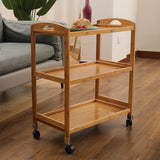 Maxbell Cart with Casters 3 Tiers Wooden Rolling Cart for Dining Room Home Farmhouse