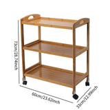 Maxbell Cart with Casters 3 Tiers Wooden Rolling Cart for Dining Room Home Farmhouse