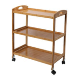 Maxbell Cart with Casters 3 Tiers Wooden Rolling Cart for Dining Room Home Farmhouse
