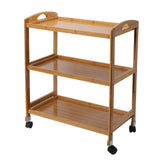 Maxbell Cart with Casters 3 Tiers Wooden Rolling Cart for Dining Room Home Farmhouse