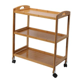 Maxbell Cart with Casters 3 Tiers Wooden Rolling Cart for Dining Room Home Farmhouse