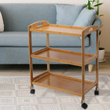 Maxbell Cart with Casters 3 Tiers Wooden Rolling Cart for Dining Room Home Farmhouse
