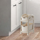 Maxbell Rolling Cart on Wheels Fruit Vegetable Basket for Laundry Living Room Office 2 Layer White