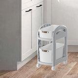 Maxbell Rolling Cart on Wheels Fruit Vegetable Basket for Laundry Living Room Office 2 Layer Gray
