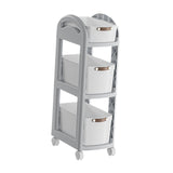 Maxbell Rolling Cart on Wheels Fruit Vegetable Basket for Laundry Living Room Office 3 Layer Gray