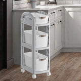 Maxbell Rolling Cart on Wheels Fruit Vegetable Basket for Laundry Living Room Office 3 Layer Gray