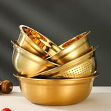 Maxbell Stainless Steel Kitchen Colander Bowl Set with Basin for Washing Fruit Pasta 24cm