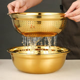 Maxbell Stainless Steel Kitchen Colander Bowl Set with Basin for Washing Fruit Pasta 26cm