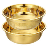 Maxbell Stainless Steel Kitchen Colander Bowl Set with Basin for Washing Fruit Pasta 28cm