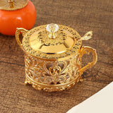 Maxbell Candy Jar Multifunctional Condiment Pot for Housewarming Gift Festive Dinner Gold