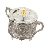 Maxbell Candy Jar with Spoon Dispenser Sugar Bowl for Kitchen Home Housewarming Gift Silver