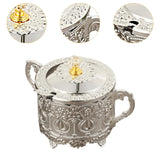 Maxbell Candy Jar with Spoon Dispenser Sugar Bowl for Kitchen Home Housewarming Gift Silver