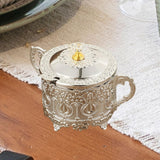 Maxbell Candy Jar with Spoon Dispenser Sugar Bowl for Kitchen Home Housewarming Gift Silver
