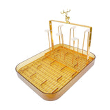 Maxbell Cup Drying Rack Water Cup Drain Plate Mug Organizer for Cafe Dining Room Bar Amber