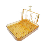 Maxbell Cup Drying Rack Water Cup Drain Plate Mug Organizer for Cafe Dining Room Bar Amber