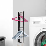 Maxbell Washing Machine Side Rack Coat Hanger Storage Basket for Home Office Bedroom black Double layer
