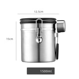 Maxbell Coffee Canister Gadgets Coffee Storage Container for Tea Cookie Coffee Beans Silver 1.5L