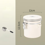 Maxbell Coffee Canister Gadgets Coffee Storage Container for Tea Cookie Coffee Beans Beige White 1.2L