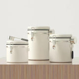 Maxbell Coffee Canister Gadgets Coffee Storage Container for Tea Cookie Coffee Beans Beige White 1.5L