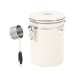 Maxbell Coffee Canister Gadgets Coffee Storage Container for Tea Cookie Coffee Beans Beige White 1.8L