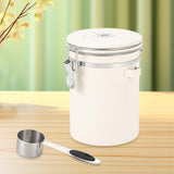Maxbell Coffee Canister Gadgets Coffee Storage Container for Tea Cookie Coffee Beans Beige White 1.8L