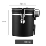Maxbell Coffee Canister Gadgets Coffee Storage Container for Tea Cookie Coffee Beans Black 1.5L