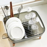 Maxbell Kitchen Dish Drying Rack Multipurpose Compact Cutlery Holder Dish Dryer Rack Transparent Black