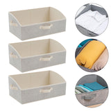 Maxbell 3 Pieces Foldable Clothing Storage Bins with Handles for Clothes Closet Toys Beige