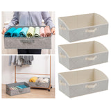 Maxbell 3 Pieces Foldable Clothing Storage Bins with Handles for Clothes Closet Toys Beige