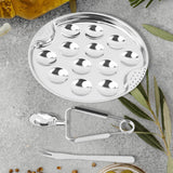 Maxbell Escargot Plate Set Sturdy Seafood Footed Plate for Kitchen Restaurant Baking