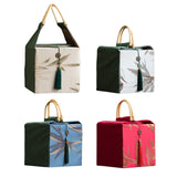 Maxbell Handheld Gift Box Embroidery Biscuit Gift Box for Birthday Festival Presents khaki