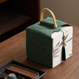 Maxbell Handheld Gift Box Embroidery Biscuit Gift Box for Birthday Festival Presents khaki