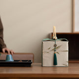 Maxbell Handheld Gift Box Embroidery Biscuit Gift Box for Birthday Festival Presents khaki