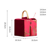 Maxbell Handheld Gift Box Embroidery Biscuit Gift Box for Birthday Festival Presents khaki