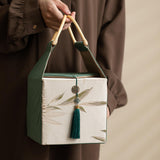 Maxbell Handheld Gift Box Embroidery Biscuit Gift Box for Birthday Festival Presents khaki