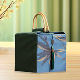 Maxbell Handheld Gift Box Embroidery Biscuit Gift Box for Birthday Festival Presents blue