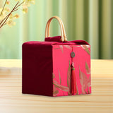 Maxbell Handheld Gift Box Embroidery Biscuit Gift Box for Birthday Festival Presents red