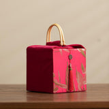 Maxbell Handheld Gift Box Embroidery Biscuit Gift Box for Birthday Festival Presents red
