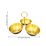 Maxbell Snack Serving Bowl Stainless Steel 3 Compartment for Fruit Sauce Side Dishes Gold