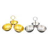 Maxbell Snack Serving Bowl Stainless Steel 3 Compartment for Fruit Sauce Side Dishes Gold