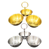 Maxbell Snack Serving Bowl Stainless Steel 3 Compartment for Fruit Sauce Side Dishes Gold