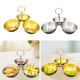 Maxbell Snack Serving Bowl Stainless Steel 3 Compartment for Fruit Sauce Side Dishes Gold