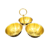 Maxbell Snack Serving Bowl Stainless Steel 3 Compartment for Fruit Sauce Side Dishes Gold