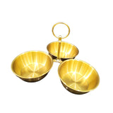 Maxbell Snack Serving Bowl Stainless Steel 3 Compartment for Fruit Sauce Side Dishes Gold