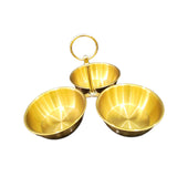 Maxbell Snack Serving Bowl Stainless Steel 3 Compartment for Fruit Sauce Side Dishes Gold