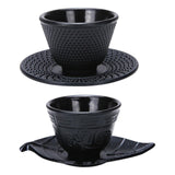 Maxbell Cast Iron Teacup Coaster Set Delicate Teacup Creative Teaware Tea Cup with Saucer Round coaster