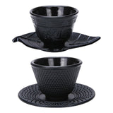 Maxbell Cast Iron Teacup Coaster Set Delicate Teacup Creative Teaware Tea Cup with Saucer Round coaster
