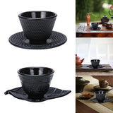 Maxbell Cast Iron Teacup Coaster Set Delicate Teacup Creative Teaware Tea Cup with Saucer Round coaster