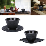 Maxbell Cast Iron Teacup Coaster Set Delicate Teacup Creative Teaware Tea Cup with Saucer Round coaster